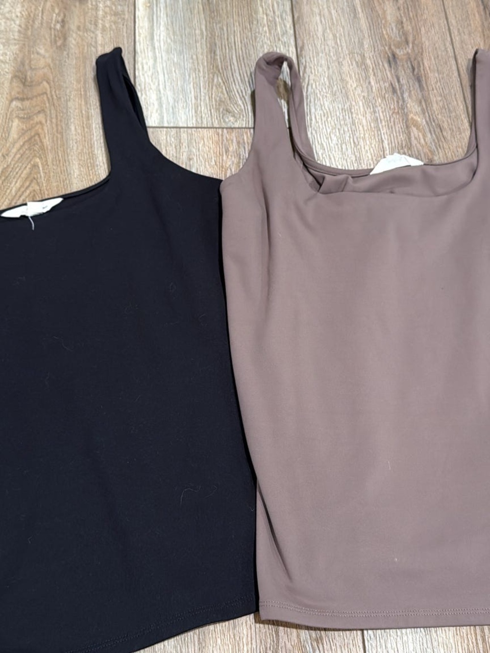 Lucky Brand Scoop Neck Tank Tops - Black and Taupe